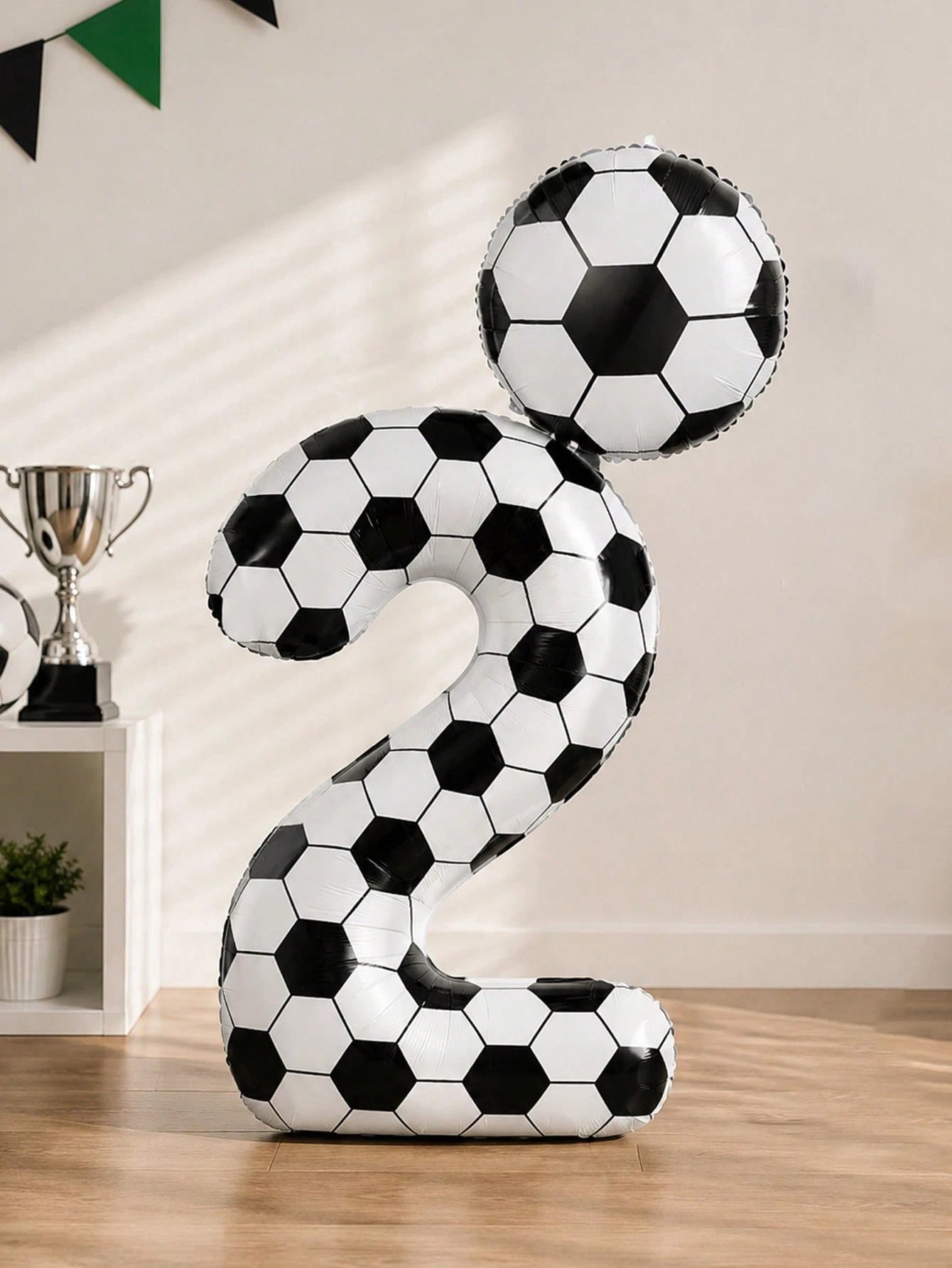 2pcs 40-Inch Football Pattern 0-9 Number Foil Balloons + 18-Inch Football Shaped Balloons, Suitable For Birthday Party, Football Theme, World Cup Decoration