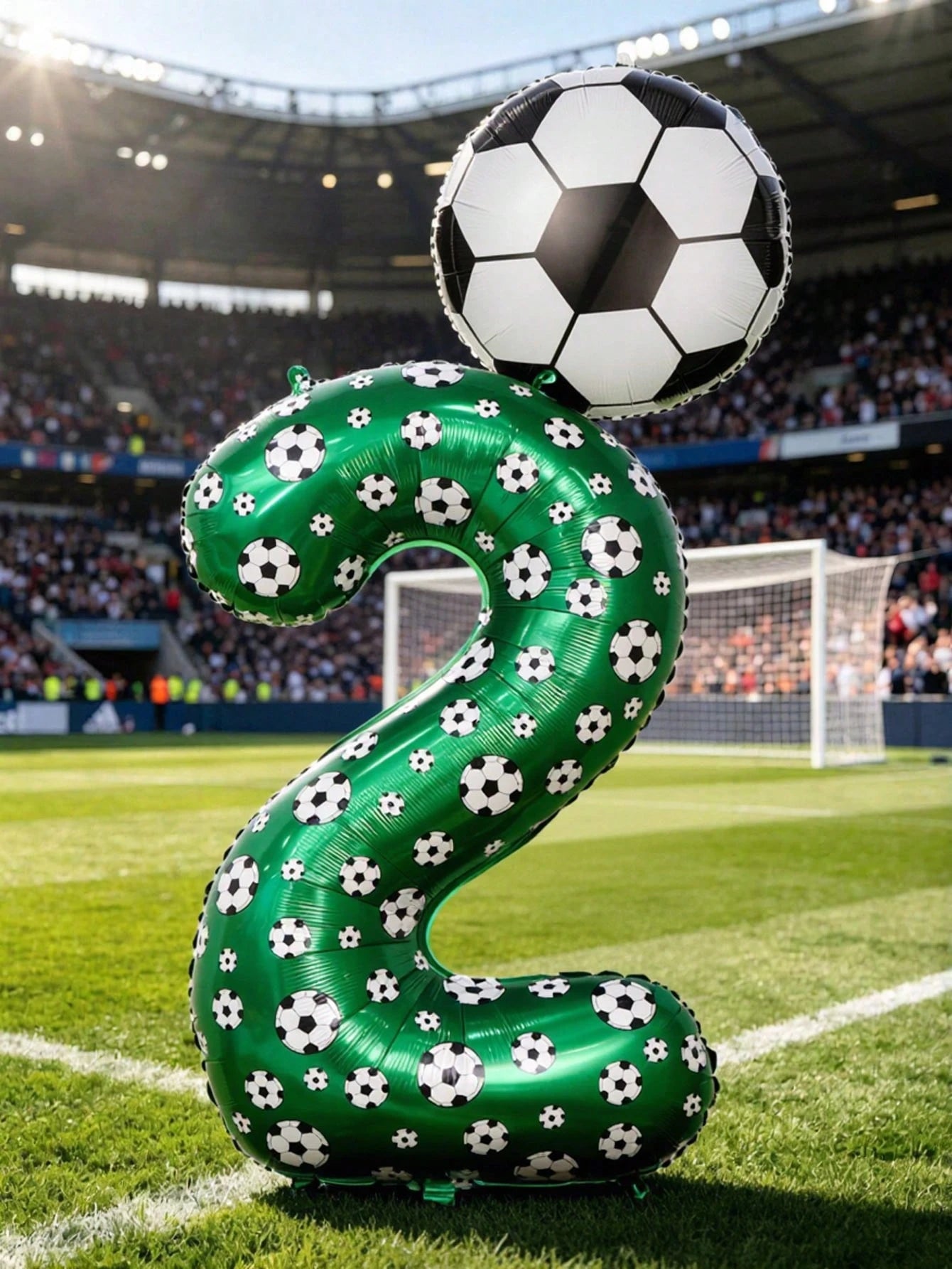 2pcs 40-Inch Football Pattern 0-9 Number Foil Balloons + 18-Inch Football Shaped Balloons, Suitable For Birthday Party, Football Theme, World Cup Decoration