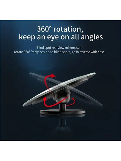 2pcs/4pcs Adjustable Car Blind Spot Mirror, 360° Wide Angle Side View Mirror, Compact Frameless Round Rearview Mirror