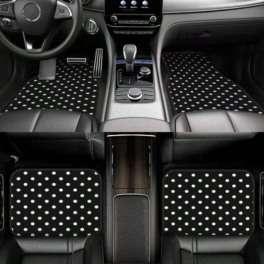 2pcs/4pcs Polka Dot Pattern Car Floor Mats- Fashionable, Anti-Pollution, Anti-Slip, Easy To Clean, Fit For All Vehicles, Front & Rear Seat Mats, Protective Car Mats Against Dirt And Dust, Suitable F