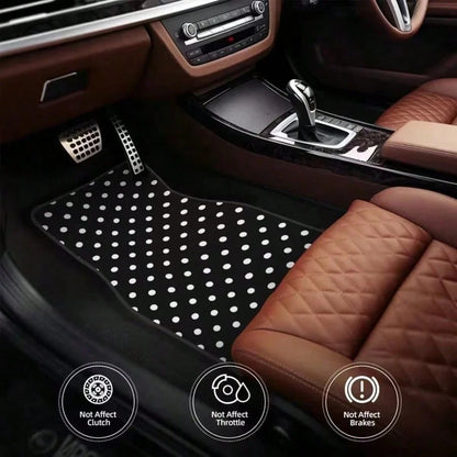 2pcs/4pcs Polka Dot Pattern Car Floor Mats- Fashionable, Anti-Pollution, Anti-Slip, Easy To Clean, Fit For All Vehicles, Front & Rear Seat Mats, Protective Car Mats Against Dirt And Dust, Suitable F