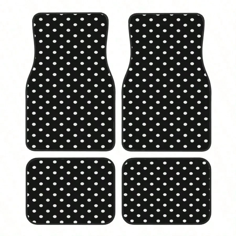 2pcs/4pcs Polka Dot Pattern Car Floor Mats- Fashionable, Anti-Pollution, Anti-Slip, Easy To Clean, Fit For All Vehicles, Front & Rear Seat Mats, Protective Car Mats Against Dirt And Dust, Suitable F