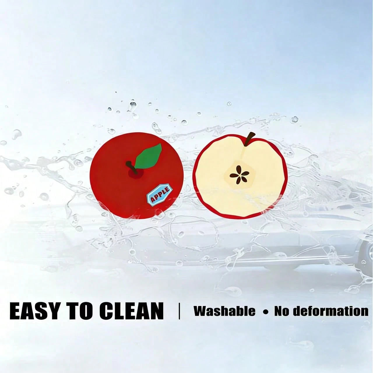 2pcs Apple-Shaped Car Cup Holder Anti-Slip Pads, Leather Material, Heat Resistant And Dirt-Proof, Universal Creative Car Interior Decoration Pads, Car Interior Decor