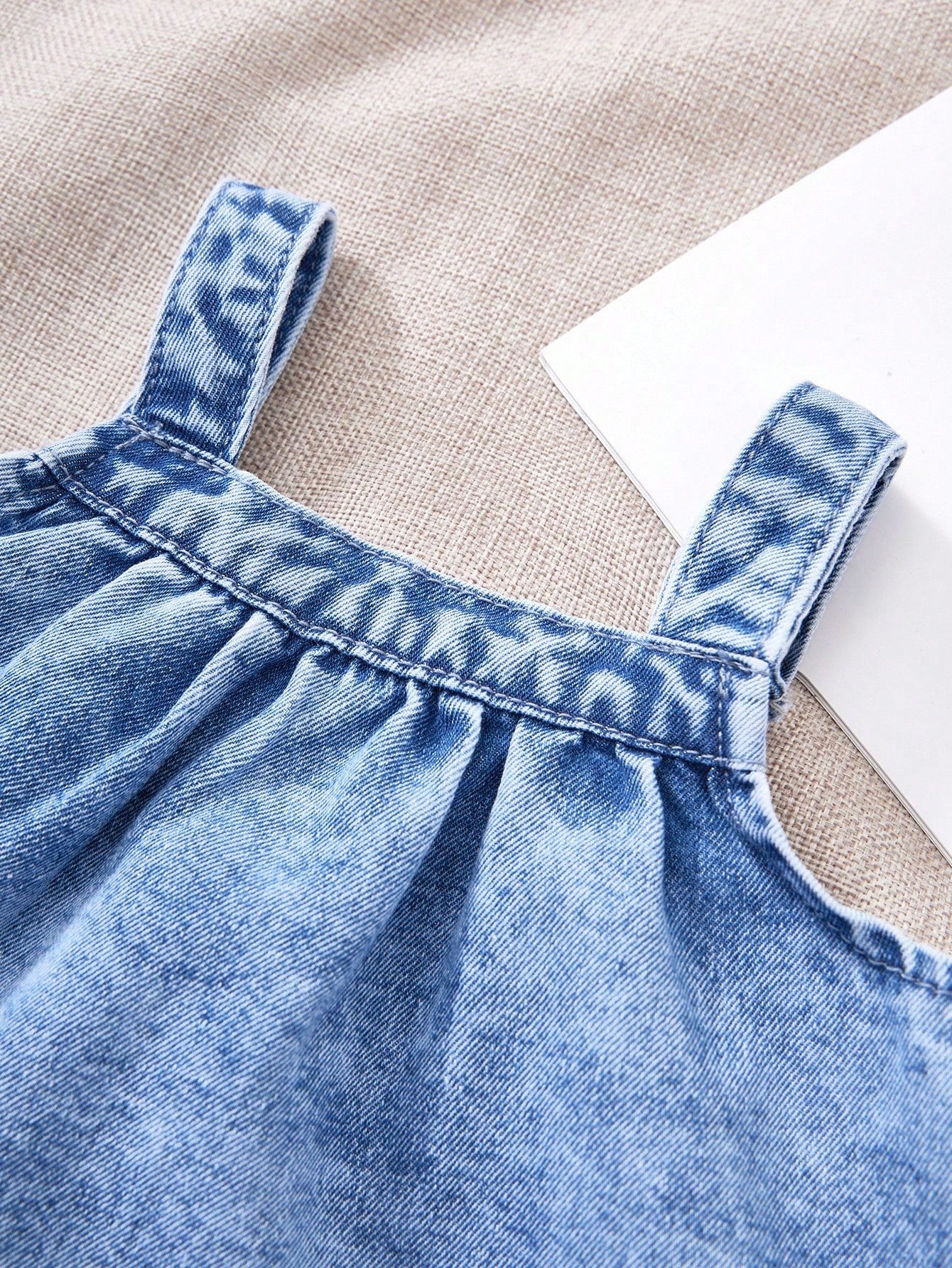 2pcs Baby Girls Denim Suspender Top & Elastic Waist Pants Set,Kid Girls Spring And Summer Casual Vacation Boho Howear,Kid Girls Spring And Summer Casual Vacation Boho Howear Kid Girls
