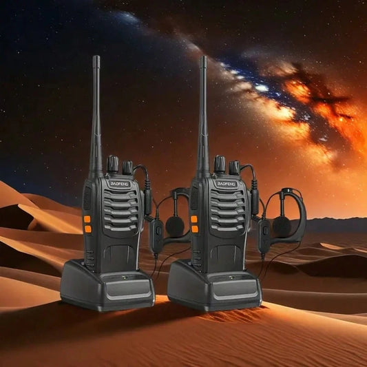 2pcs BF 888S Amateur Radio Handheld Two Way Radio, UHF Portable Walkie Talkies, 3, 7V For Adults, Hiking Biking Camping