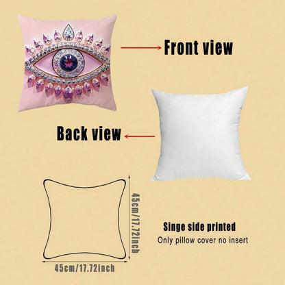 2pcs Bohemian Evil Eye Pattern Single-Sided Print Throw Pillow Covers, Soft Comfortable Polyester Fiber Cushion Covers, Size 45x45cm(17.72x17.72 Inches), Zipper Closure, Machine Washable, Suitable For