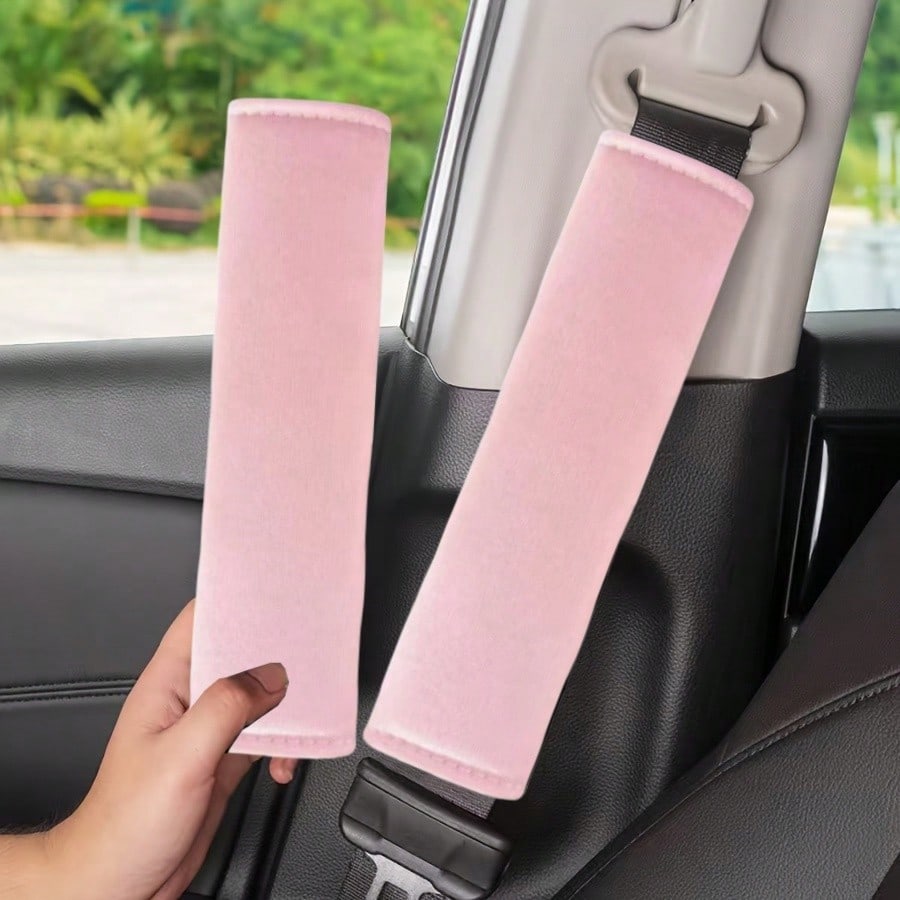 2pcs Car Belt Shoulder Pads, Automotive Interior Accessories, Unisex Car Seat Belt Protector Covers, Soft Comfortable & Breathable, Essential For Summer,Car Accessories
