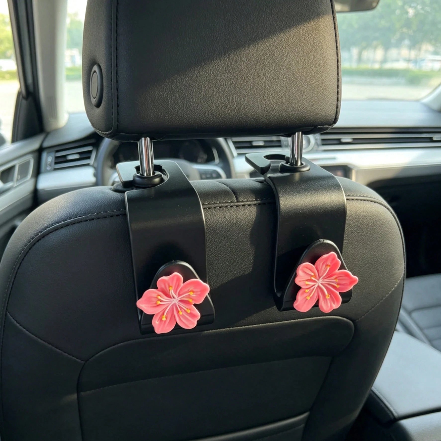 2pcs Car Cherry Blossom Hooks, Multifunctional Car Seat Back Storage Hooks, Car Interior Hanging Storage Decorative Accessories