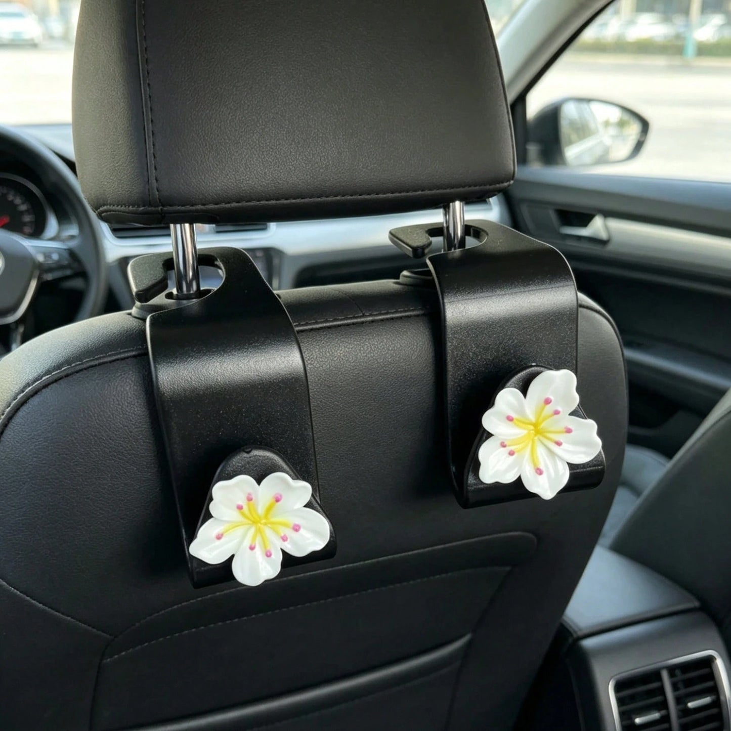2pcs Car Cherry Blossom Hooks, Multifunctional Car Seat Back Storage Hooks, Car Interior Hanging Storage Decorative Accessories