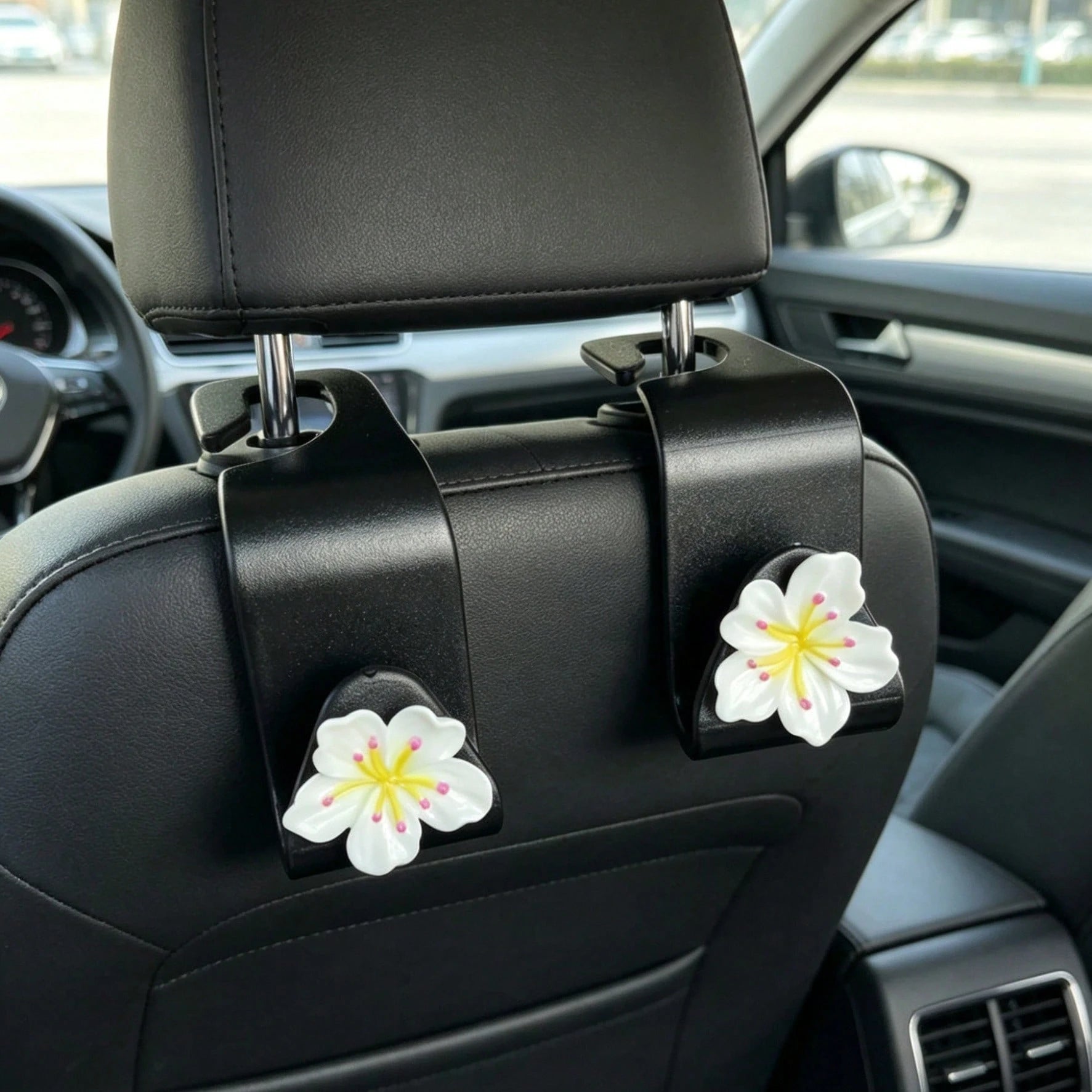 2pcs Car Cherry Blossom Hooks, Multifunctional Car Seat Back Storage Hooks, Car Interior Hanging Storage Decorative Accessories