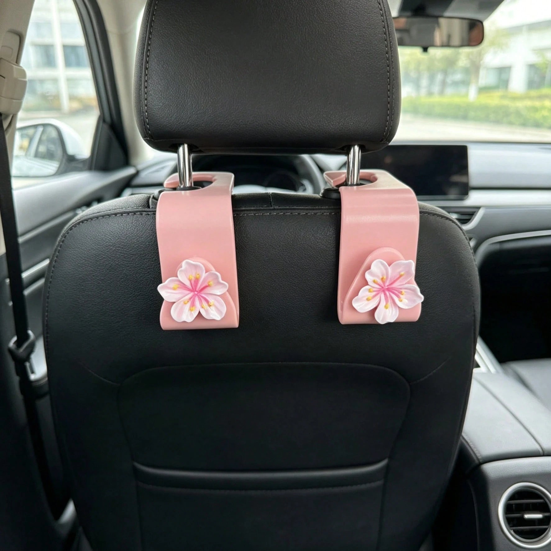2pcs Car Cherry Blossom Hooks, Multifunctional Car Seat Back Storage Hooks, Car Interior Hanging Storage Decorative Accessories