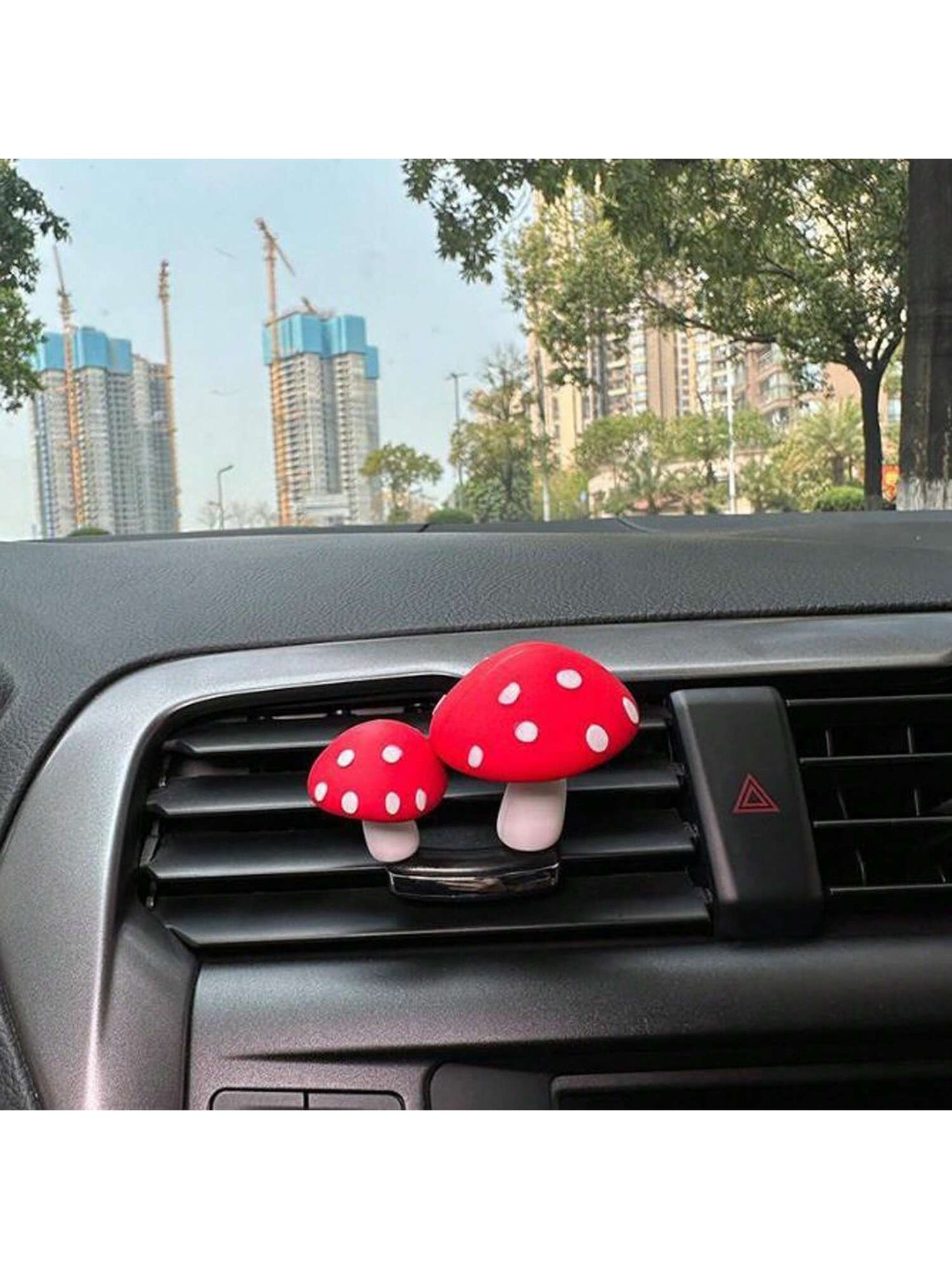 2pcs Car Decoration Soft Silicone Mushroom Shaped Ornament For Car Interior Dashboard, Rearview Mirror, Air Vent
