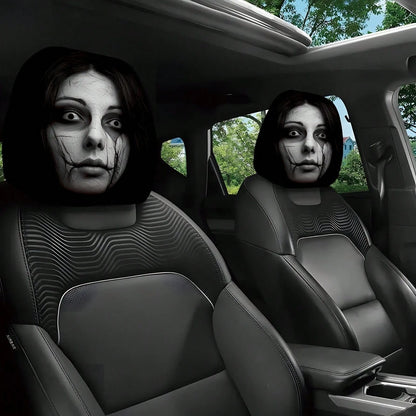 2pcs Car Headrest Covers/Car Seat Covers: Perfect For Daily Commutes With A Healing Vibe, Instantly Enhances The Festive Atmosphere, Features Quirky Ghosts, Transforms Commutes And Trips Into A Cute T