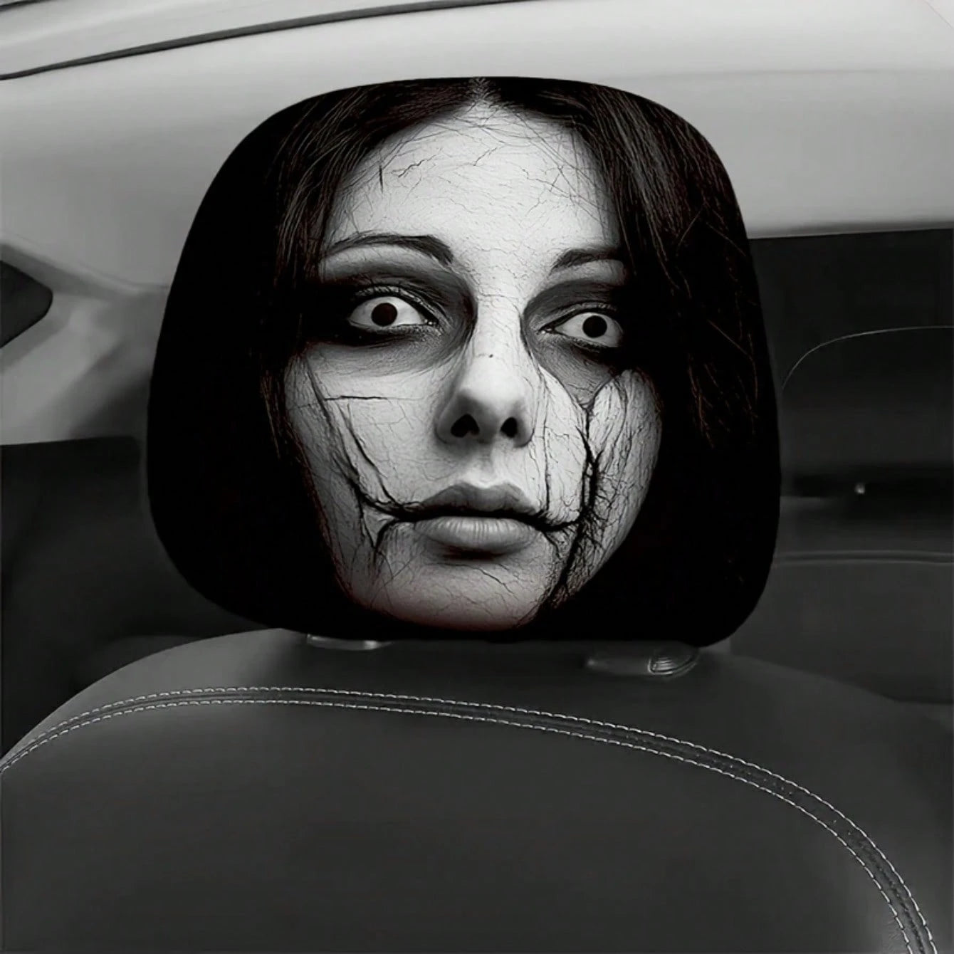 2pcs Car Headrest Covers/Car Seat Covers: Perfect For Daily Commutes With A Healing Vibe, Instantly Enhances The Festive Atmosphere, Features Quirky Ghosts, Transforms Commutes And Trips Into A Cute T