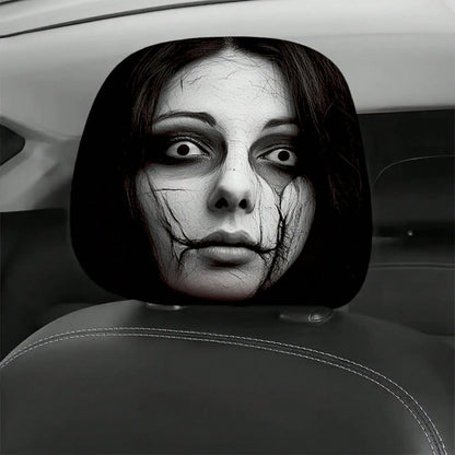 2pcs Car Headrest Covers/Car Seat Covers: Perfect For Daily Commutes With A Healing Vibe, Instantly Enhances The Festive Atmosphere, Features Quirky Ghosts, Transforms Commutes And Trips Into A Cute T