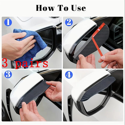 2pcs Car Rearview Mirror Rain Cover, Thickened Carbon Fiber Texture Rain Shield, Enhanced Clear Visibility, Reinforced Edge Durable Protection, Suitable For Rainy Day Driving, Off-Road Travel, Daily V