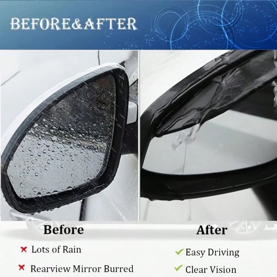 2pcs Car Rearview Mirror Rain Cover, Thickened Carbon Fiber Texture Rain Shield, Enhanced Clear Visibility, Reinforced Edge Durable Protection, Suitable For Rainy Day Driving, Off-Road Travel, Daily V