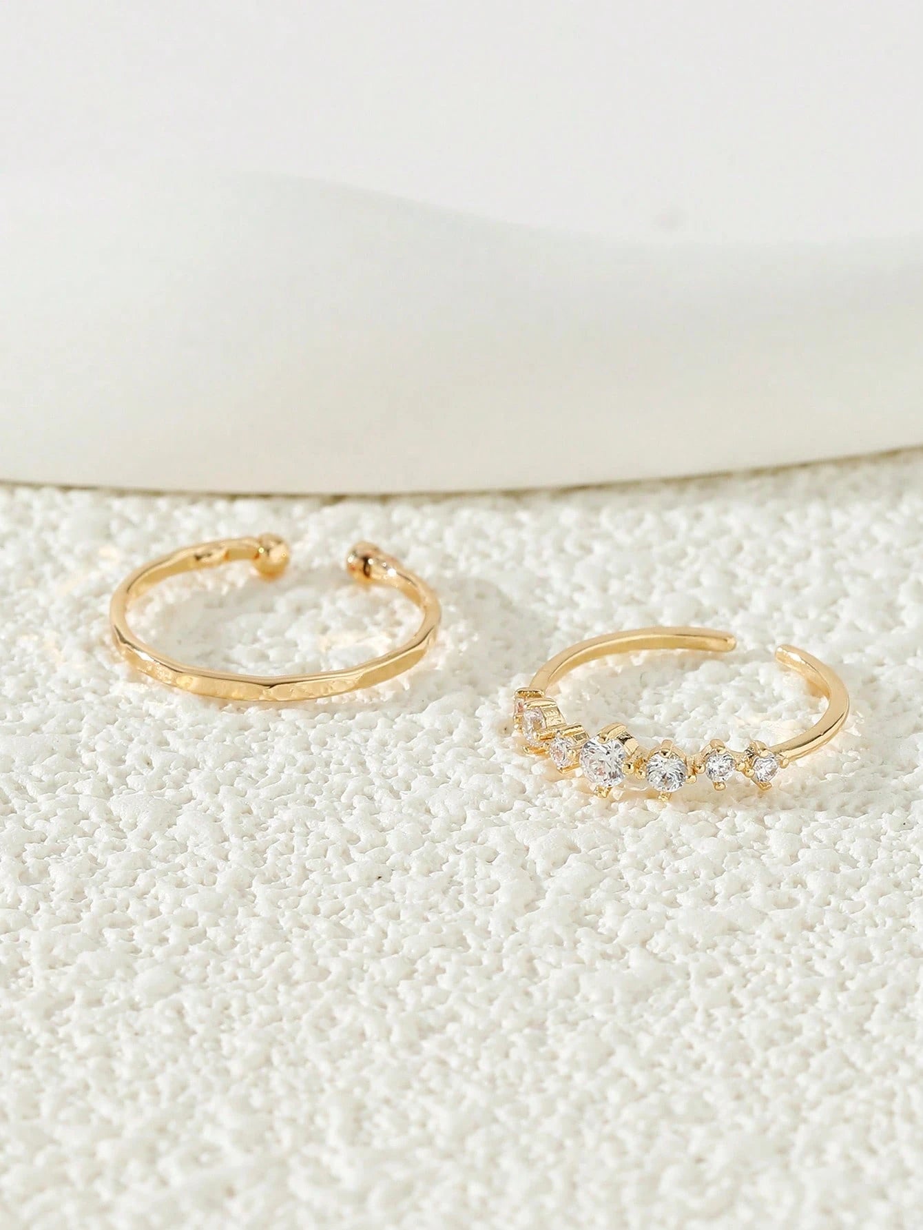 2pcs Cubic Zirconia Decorated Toe Rings, Women Beach Jewelry