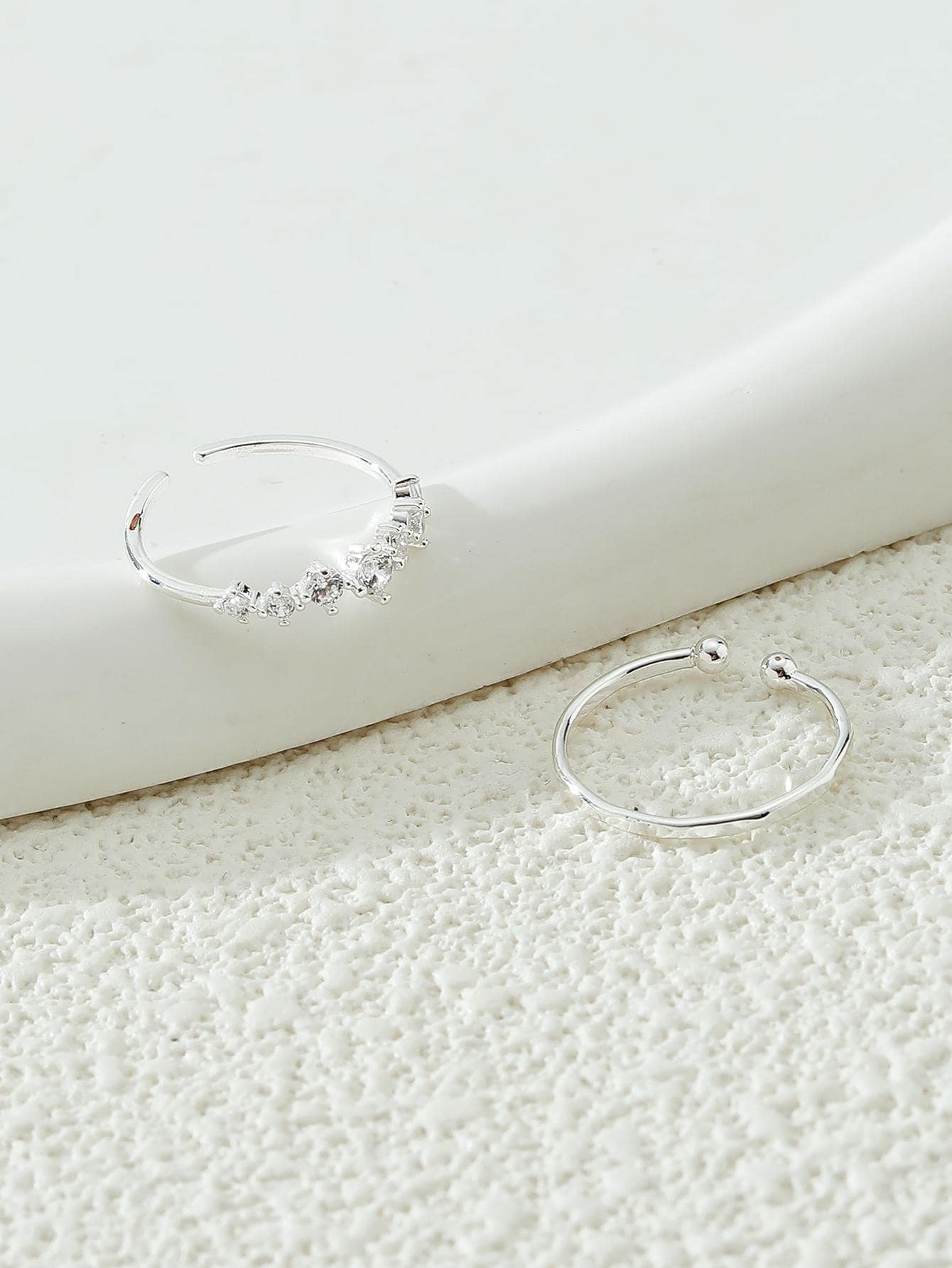 2pcs Cubic Zirconia Decorated Toe Rings, Women Beach Jewelry