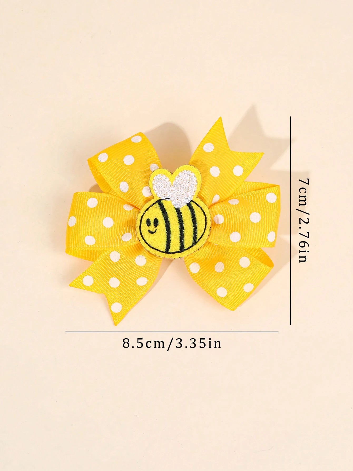 2pcs Cute Honey Bee Hair Clips For Girls Adorable Bee Patch Hair Bows White Polka Dot Bow Alligator Clips With Fully Lined Yellow Grosgrain Ribbon Bow Hairpins Lovely Spring Barrettes Girls Holiday Pa