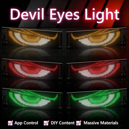 2PCS Devil Eyes Light For Car Window Flexible LED Display Screen Panel Demon Dynamic Big Eye Lights For Windshield