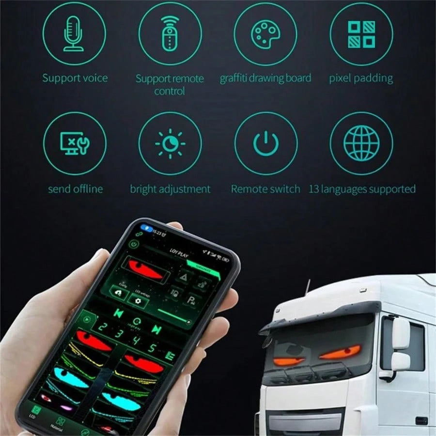 2PCS Devil Eyes Light For Car Window Flexible LED Display Screen Panel Demon Dynamic Big Eye Lights For Windshield