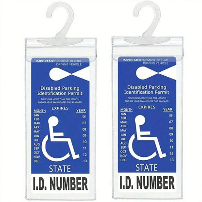 2pcs Disabled Slogan Sign PVC Hook Bag, Parking Sign Bag, Disability Card Card Car Hanging Bag Keep You Handicap Parking Placard