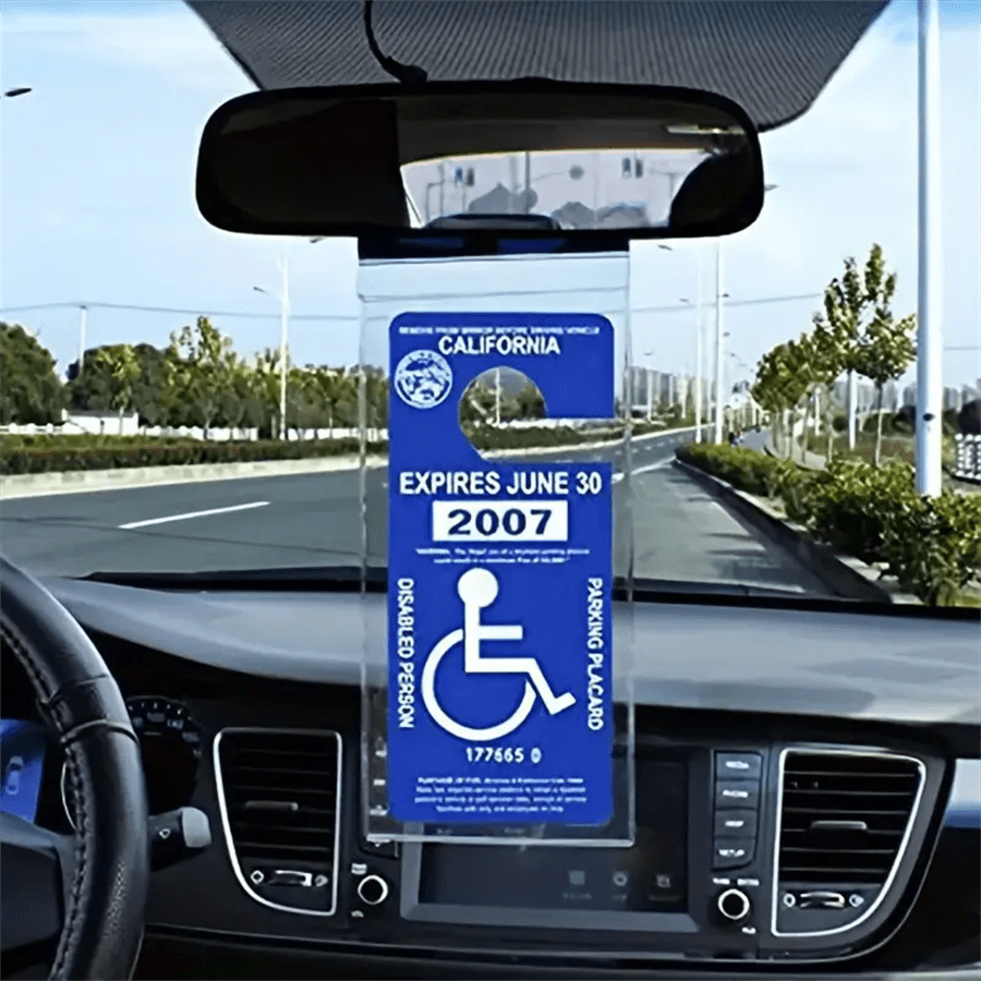 2pcs Disabled Slogan Sign PVC Hook Bag, Parking Sign Bag, Disability Card Card Car Hanging Bag Keep You Handicap Parking Placard