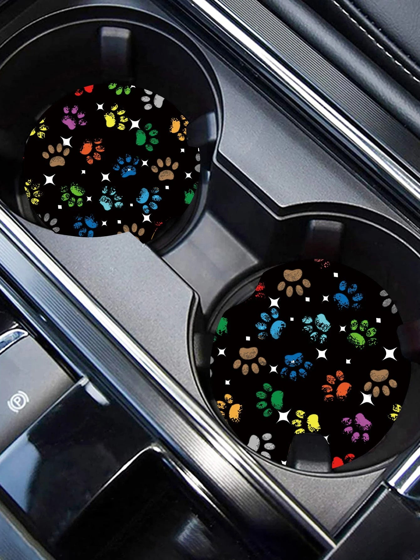 2pcs Dog Paw Print Car Coaster