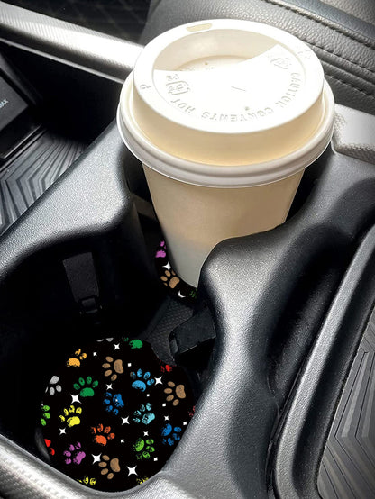 2pcs Dog Paw Print Car Coaster