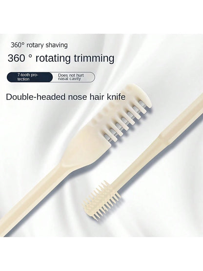 2pcs Double-Sided Knife Nose Hair Trimmer With Storage Box, Portable Manual Nose Hair Removal Razor Kit For Men & Women, Washable 360-Degree Rotating Nose Hair Groomer- Nose Care Tools, Hair Products