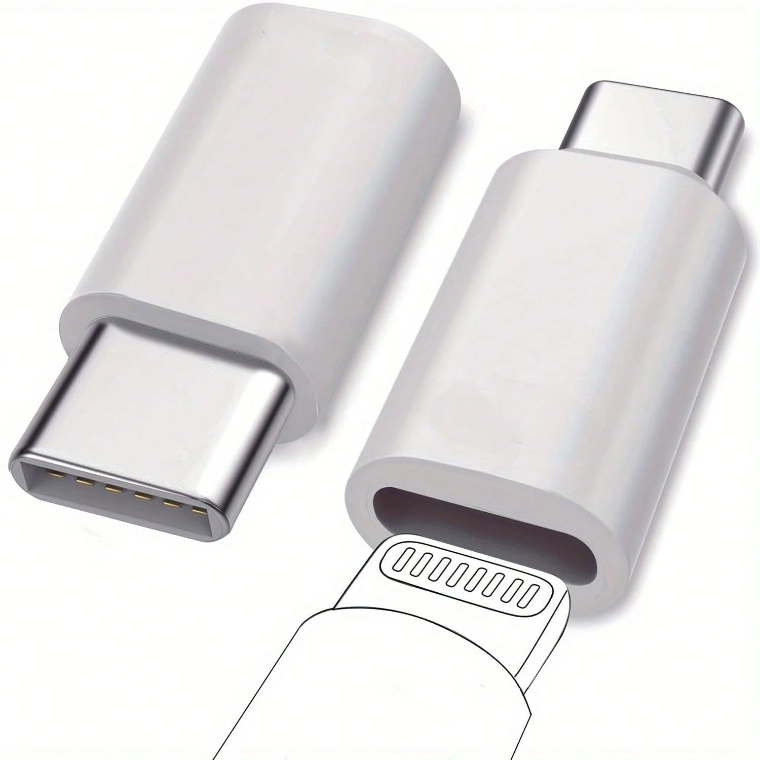 2pcs For Lightning Female To Usb Type-C Male Adapter Compatible With Apple, Charging Head (Charging Only!!), Not For Data/Audio Etc. Only Suitable For Charging, Otherwise It May Not Be Supported, Ple