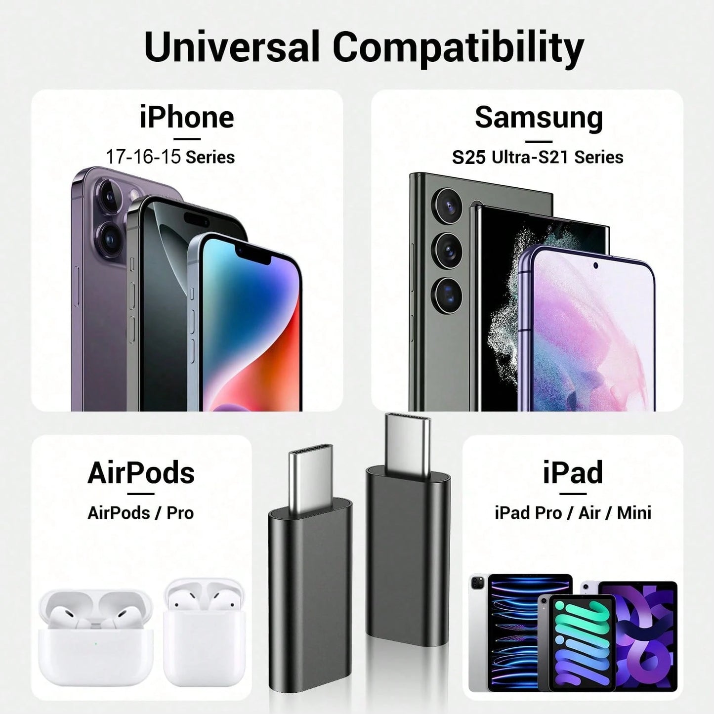 2pcs For Lightning Female To Usb Type-C Male Adapter Compatible With Apple, Charging Head (Charging Only!!), Not For Data/Audio Etc. Only Suitable For Charging, Otherwise It May Not Be Supported, Ple