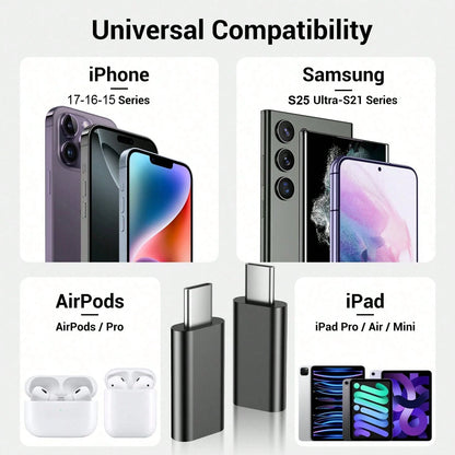 2pcs For Lightning Female To Usb Type-C Male Adapter Compatible With Apple, Charging Head (Charging Only!!), Not For Data/Audio Etc. Only Suitable For Charging, Otherwise It May Not Be Supported, Ple