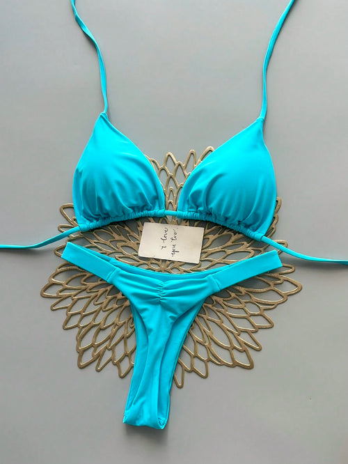 2Pcs Heart Beach Casual Cute Elegant Sexy Bohemian Braided Lace-Up Bikini Swimwear For Beach Vacation Spring Summer, Euro Summer