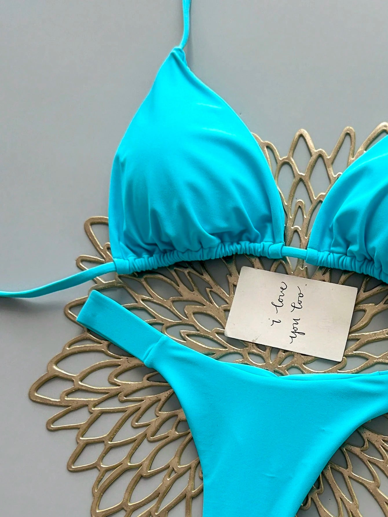 2Pcs Heart Beach Casual Cute Elegant Sexy Bohemian Braided Lace-Up Bikini Swimwear For Beach Vacation Spring Summer, Euro Summer
