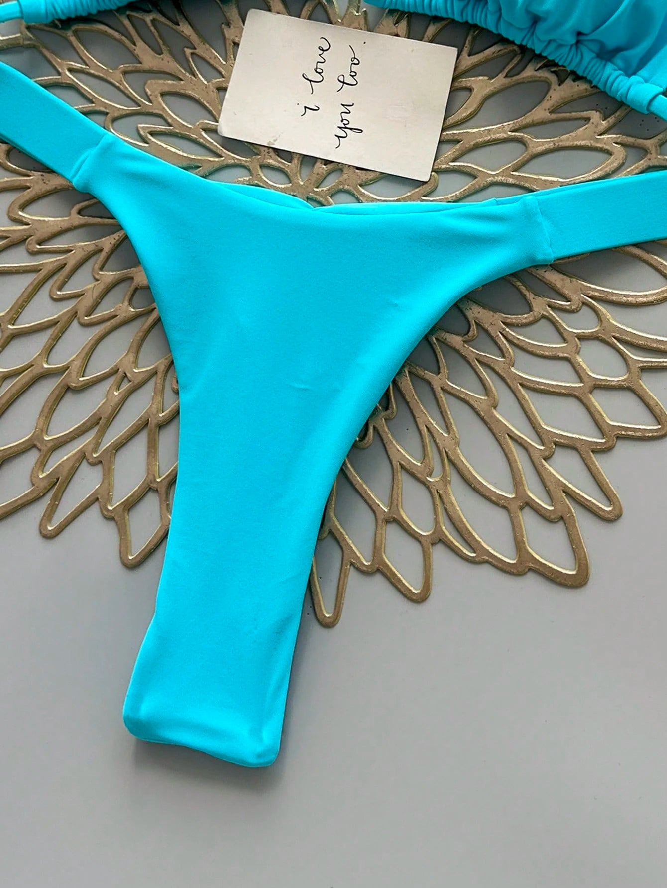2Pcs Heart Beach Casual Cute Elegant Sexy Bohemian Braided Lace-Up Bikini Swimwear For Beach Vacation Spring Summer, Euro Summer