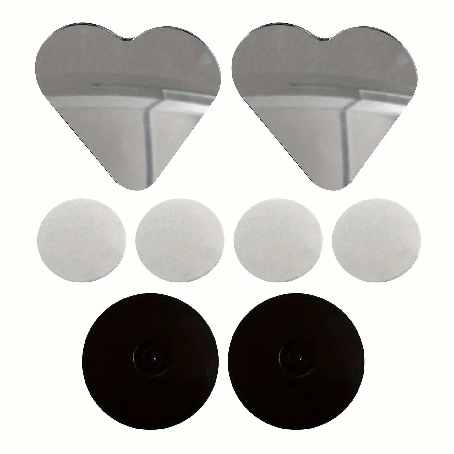 2Pcs Heart-Shaped Car Rearview Mirror Frameless Small Round Mirror Reversing HD Heart Large Field Of View Rearview Auxiliary Mirror