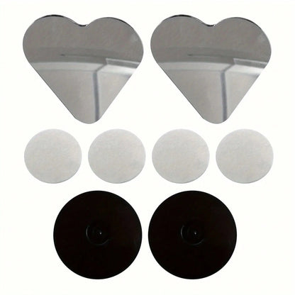 2Pcs Heart-Shaped Car Rearview Mirror Frameless Small Round Mirror Reversing HD Heart Large Field Of View Rearview Auxiliary Mirror