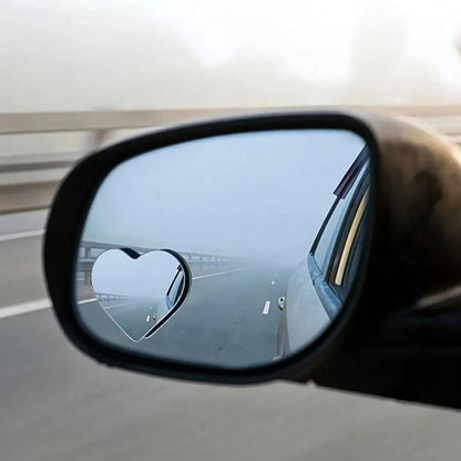 2Pcs Heart-Shaped Car Rearview Mirror Frameless Small Round Mirror Reversing HD Heart Large Field Of View Rearview Auxiliary Mirror