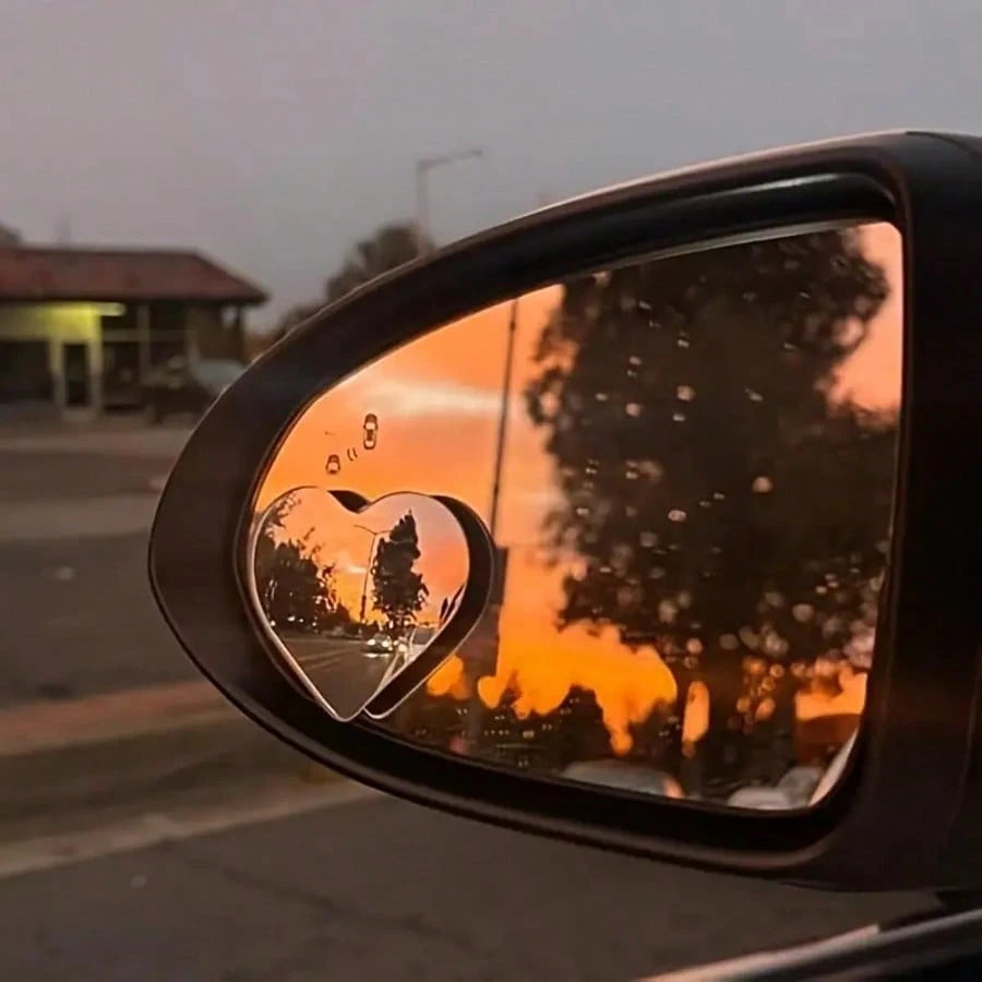 2Pcs Heart-Shaped Car Rearview Mirror Frameless Small Round Mirror Reversing HD Heart Large Field Of View Rearview Auxiliary Mirror