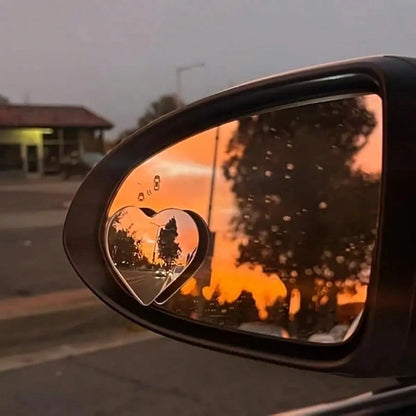 2Pcs Heart-Shaped Car Rearview Mirror Frameless Small Round Mirror Reversing HD Heart Large Field Of View Rearview Auxiliary Mirror