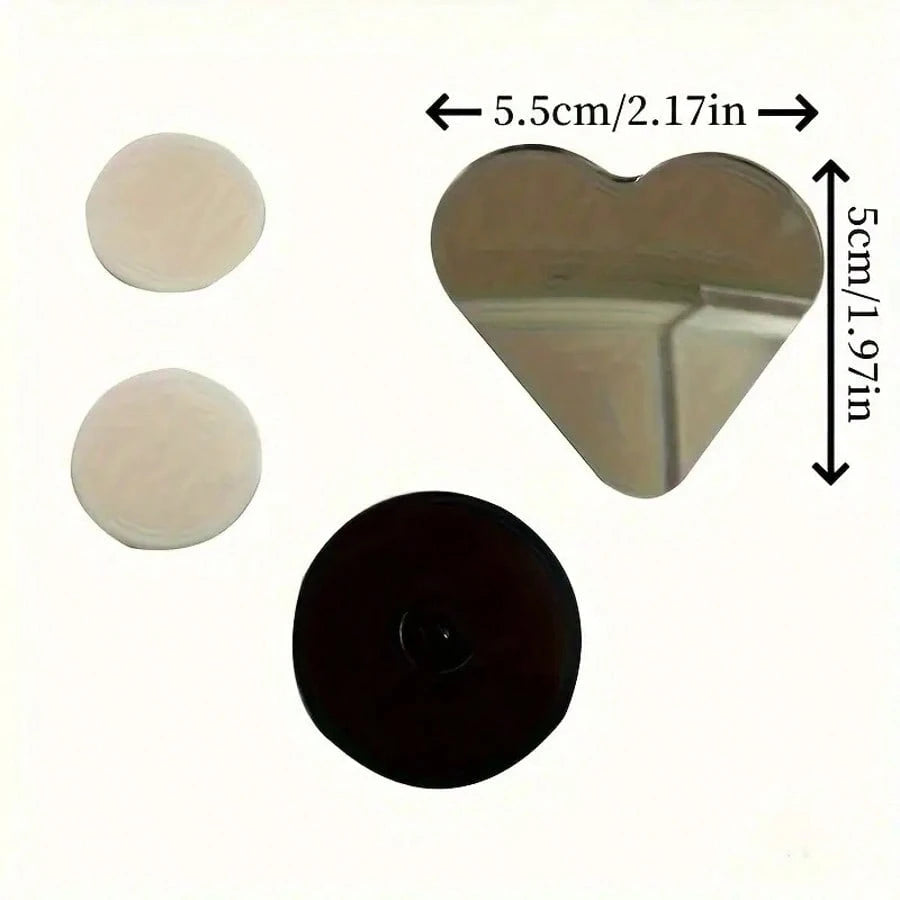 2Pcs Heart-Shaped Car Rearview Mirror Frameless Small Round Mirror Reversing HD Heart Large Field Of View Rearview Auxiliary Mirror