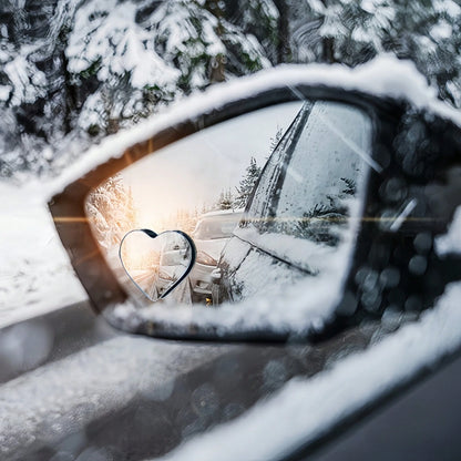 2PCS Heart-Shaped Frameless Rearview Mirror Small Round Mirrors, Stylish And Decorative, Expand Driving Blind Spot Vision, Compatible With All Vehicle Models