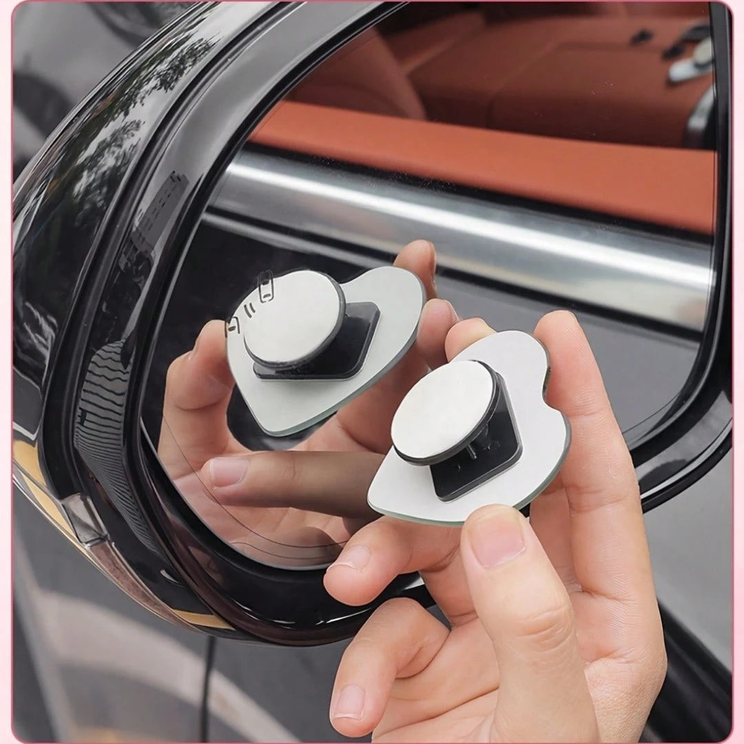 2PCS Heart-Shaped Frameless Rearview Mirror Small Round Mirrors, Stylish And Decorative, Expand Driving Blind Spot Vision, Compatible With All Vehicle Models
