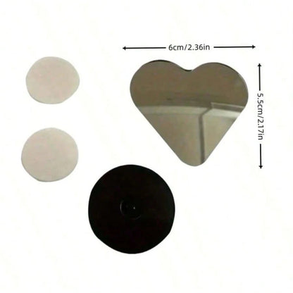 2PCS Heart-Shaped Frameless Rearview Mirror Small Round Mirrors, Stylish And Decorative, Expand Driving Blind Spot Vision, Compatible With All Vehicle Models