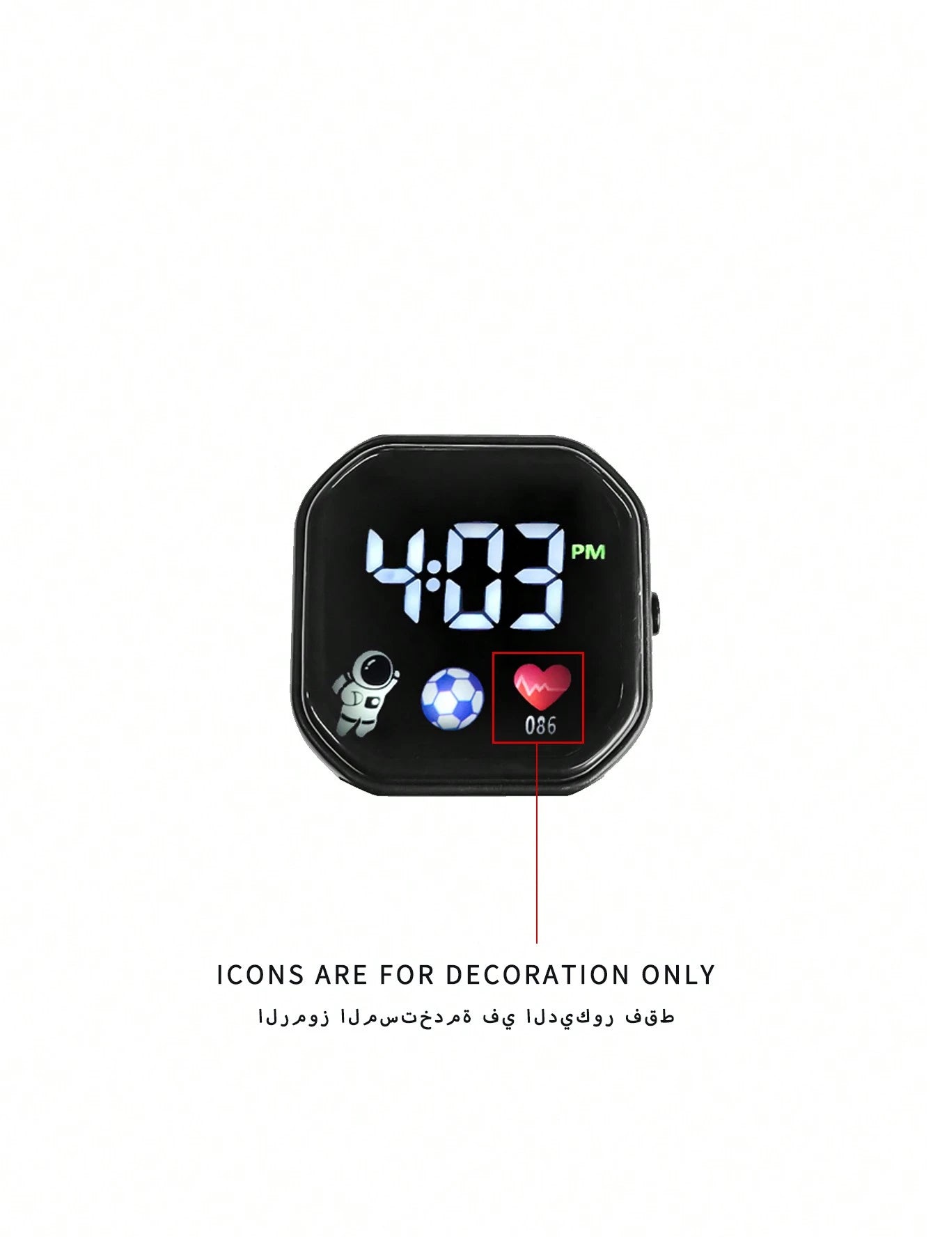 2pcs Kids Black & Pink Casual Sports Football Heart-Shaped Square LED Electronic Watch, Back To School