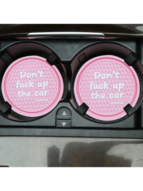2pcs Letter Pattern Coaster In Pink
