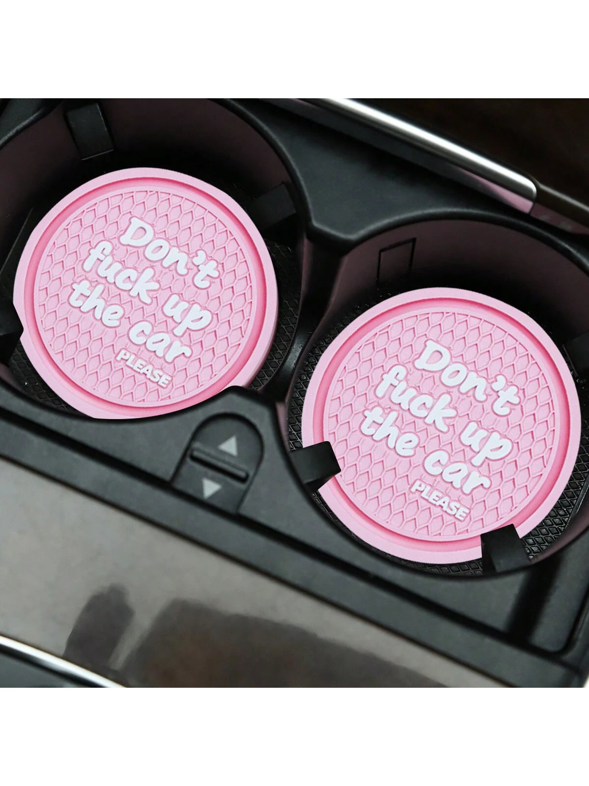 2pcs Letter Pattern Coaster In Pink