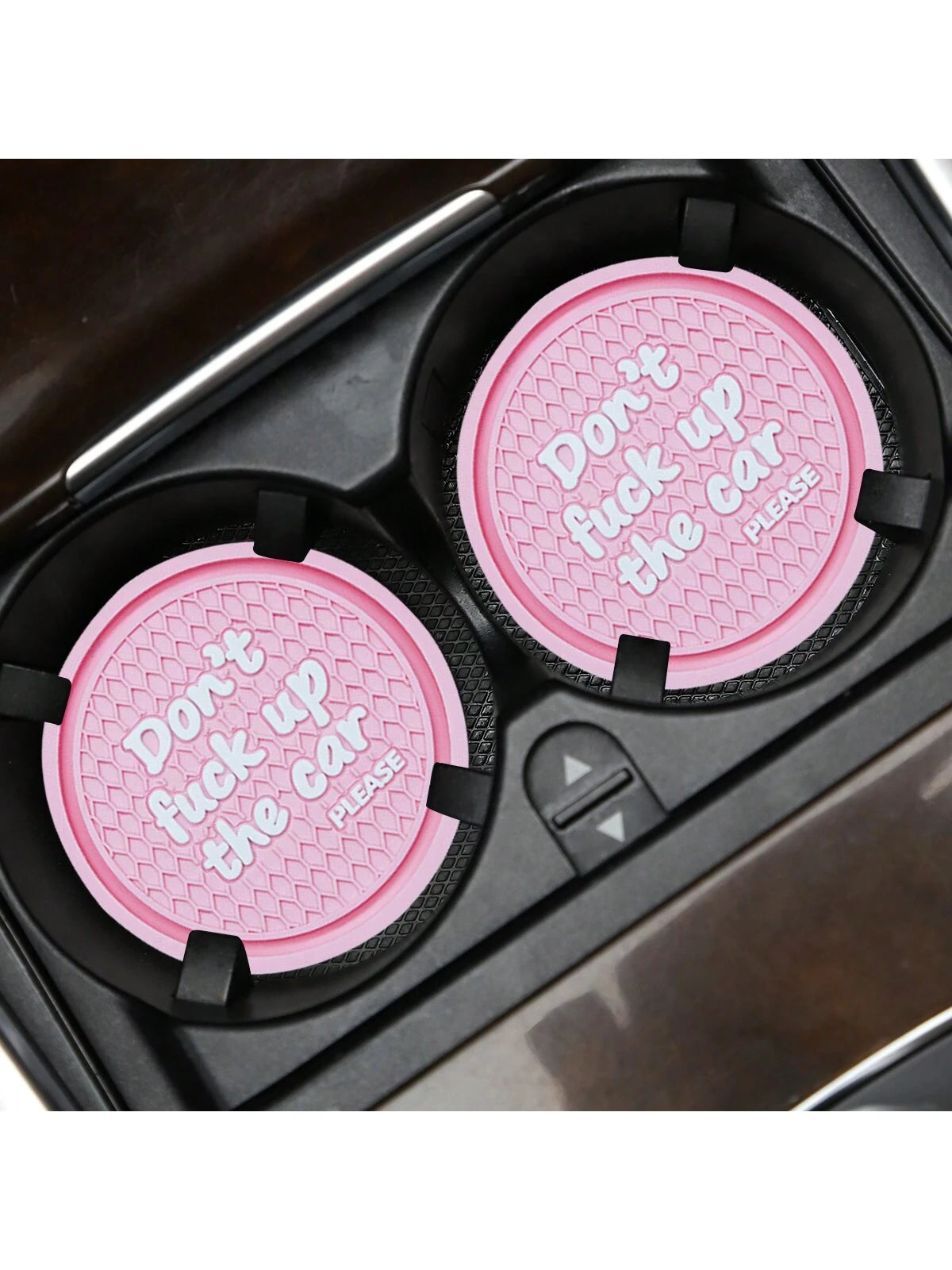 2pcs Letter Pattern Coaster In Pink